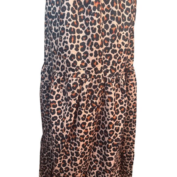 2/$50 NEW Leopard M Print Boho Halter Maxi Dress Butterfly Detail Sleeveless - Picture 15 of 16